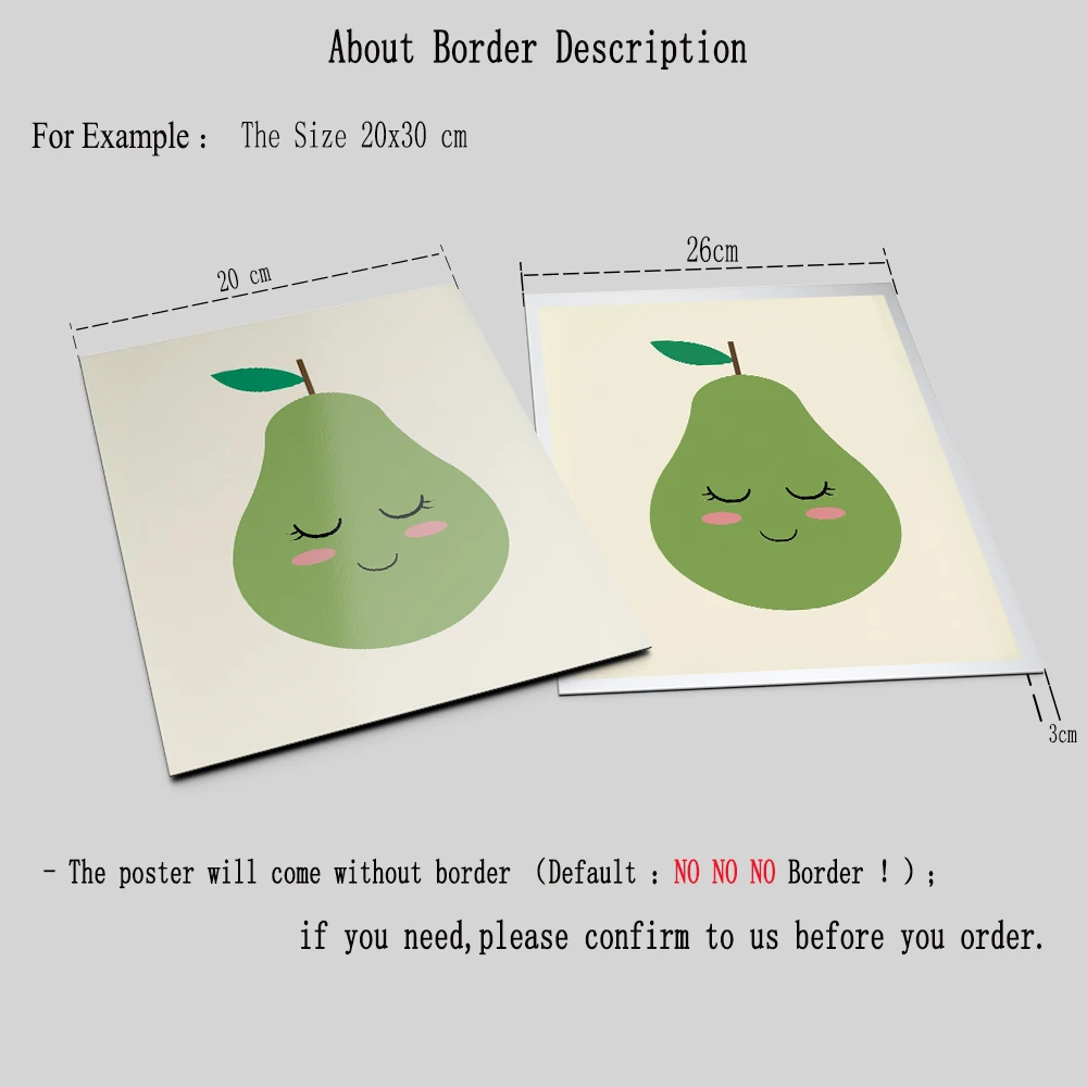 Постер на стену для детской комнаты с изображением фруктов груши лимона яблока