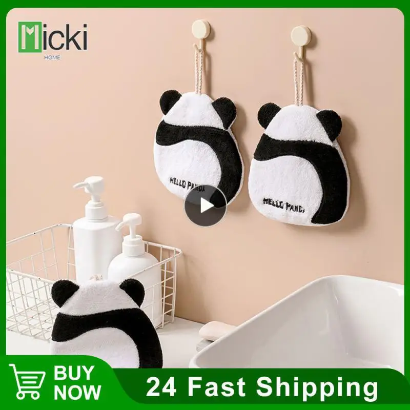 

Water Absorption Hands Towels Hanging Daily Use Kitchen Dishcloth Soft Plush Fabric New Absorbent Wipe A Towel Panda Shape