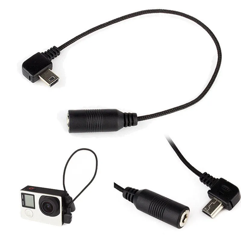 

Digital Camera Mini USB To 3.5mm Microphone For Pc Adapter Transfer Cable Wire For GoPro Hero 3 3+ 4 Microphone Adapter Cable