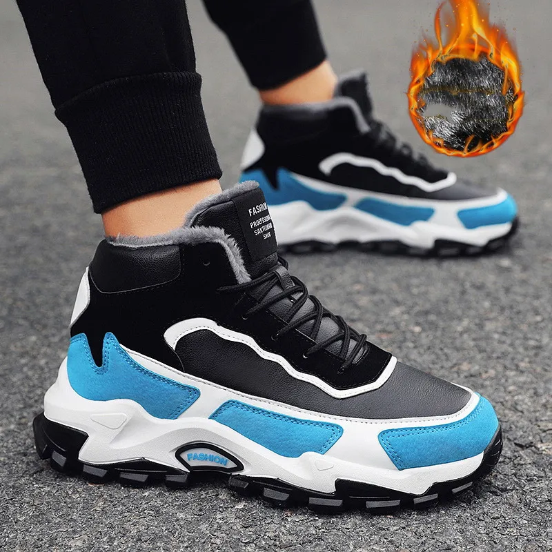 

Новинка 2022, зимние кроссовки для мужчин, зимние ботинки, модные зимние ботинки, Мужская плюшевая обувь с высоким берцем, повседневная спорти...