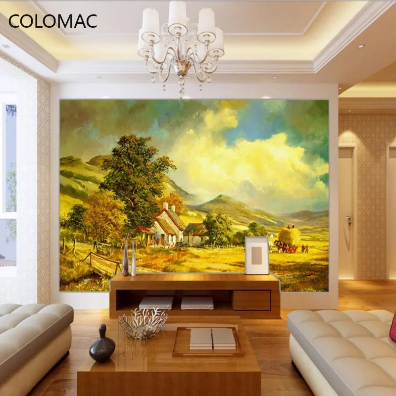 

Colomac Custom Natural European 3D Photo Wallpaper Autumn Pastoral View Living Room Bedroom Decoration Mural Dropshipping