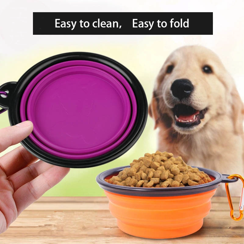 

Food Large Feeder Dog 350/1000ml Bowl Outdoor Pet Bowl Travel Folding Dish Puppy Container Collapsible Portable Silicone