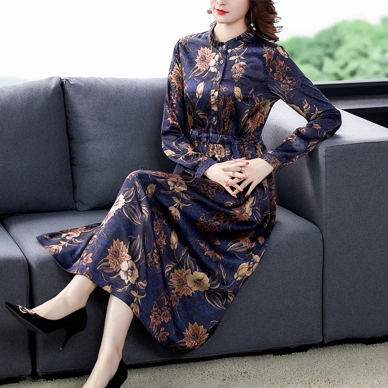 Женское шелковое платье миди с цветочным принтом элегантное праздничное