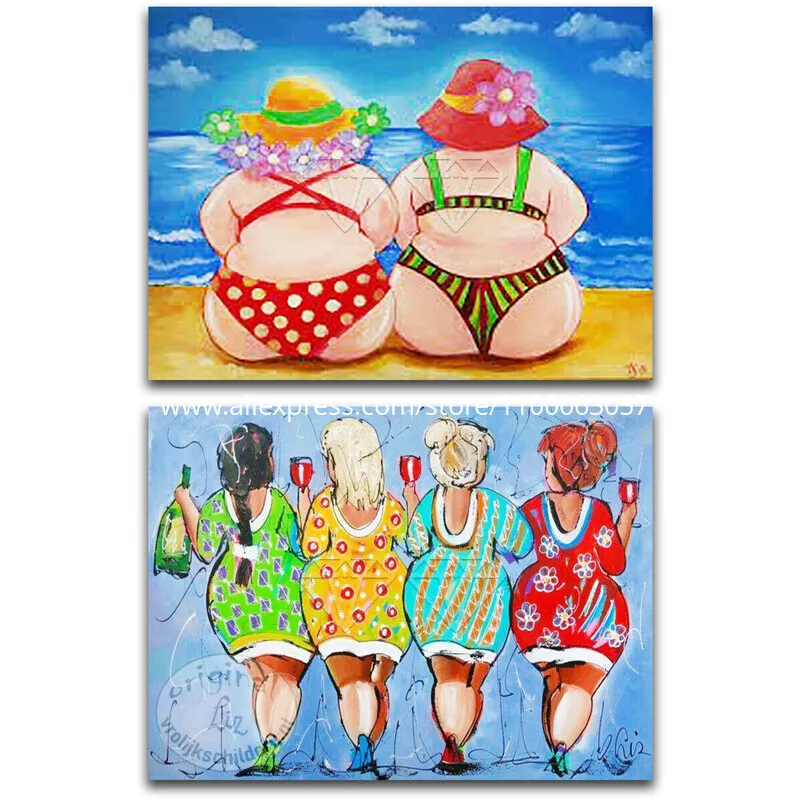 

ROAMILY,Diamond Painting fat lady,cartoon,5D Full Round Diamond Embroidery,fat women,Full,New Arrival Home Wall Decoration