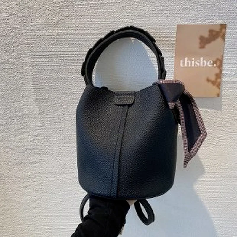 

Vintage Simple Small PU Leather Bucket Crossbody Sling Bags for Women 2022 Designer Luxury Brand Shoulder Handbags Backpacks
