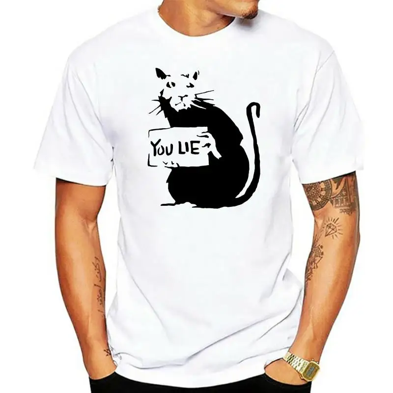 

Camiseta con estampado personalizado de You Lie Rat Banksy para hombre, camiseta Hipster con Graffiti, arte callejero, fresca