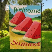 two sided watermelon welcome summer garden flag banner home decor with windproof rubber stopper and clip 12 5x18 5 32x47cm