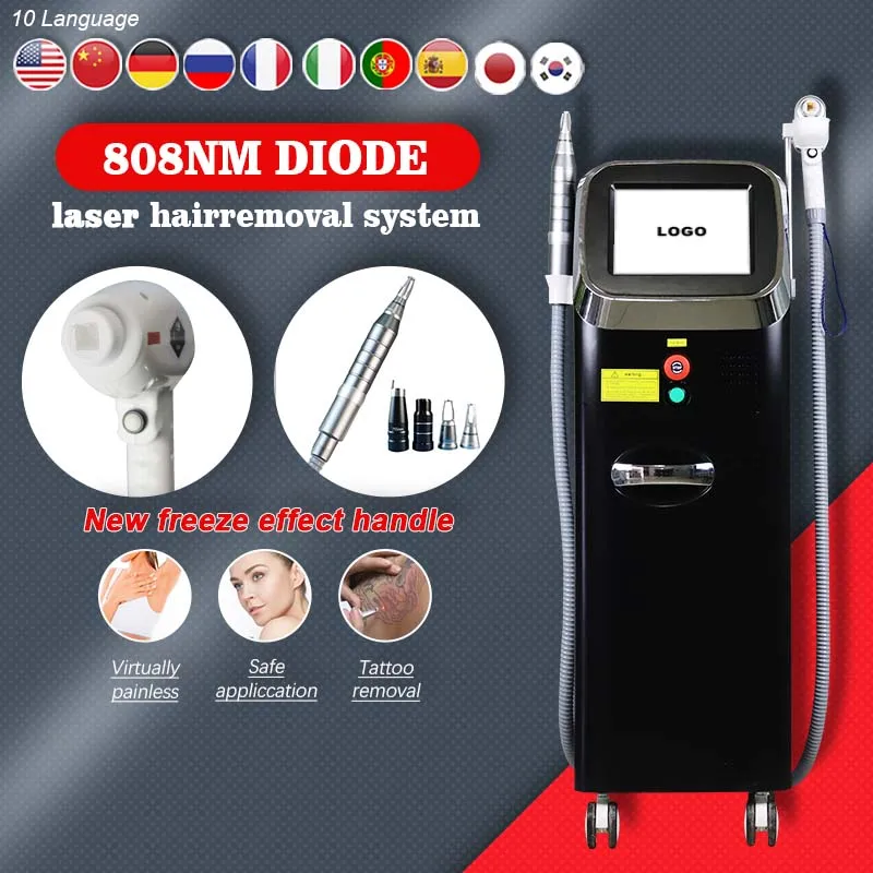 

Бесплатная доставка, устройство для безболезненного удаления волос с диодным лазером нм и лазерной тату Q-Switch для всех оттенков кожи