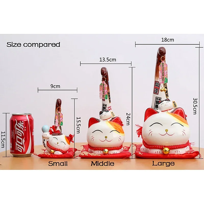 1 шт. керамический счастливый кот Maneki Neko в японском стиле с длинным хвостом статуя
