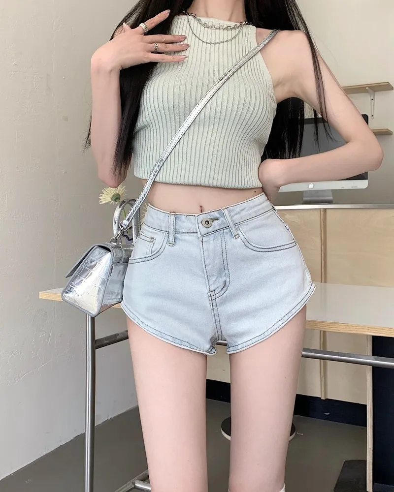 

Summer High Waist New Denim Shorts Women's Slim Jeans Short Pants Casual Retro High Waisted Shorts Female Jean