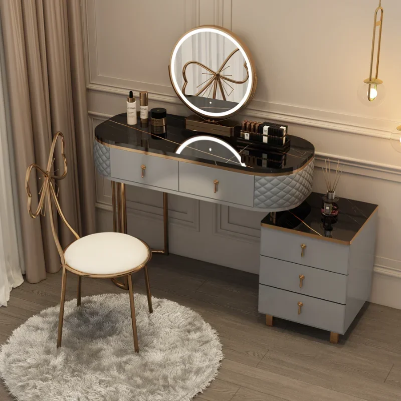 Комоды для спальни столик макияжа туалетный с зеркалом и стулом белый