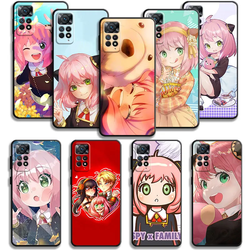 

Phone Case For Xiaomi Redmi Note 11T 11S 11 10 8 Pro 9 9S 9T 8T for Mi 10 8 9A 9C 10C 12C K40 K60 Spy x Family Cute Anya Bond