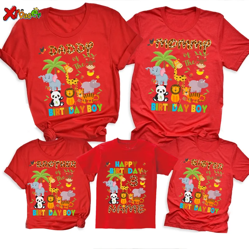 

Zoo Animal Family Outfits Mommy and Daughter Matching Clothes Cartoon Family Party Shirt Set Children Toddler Shirts Mama Dada