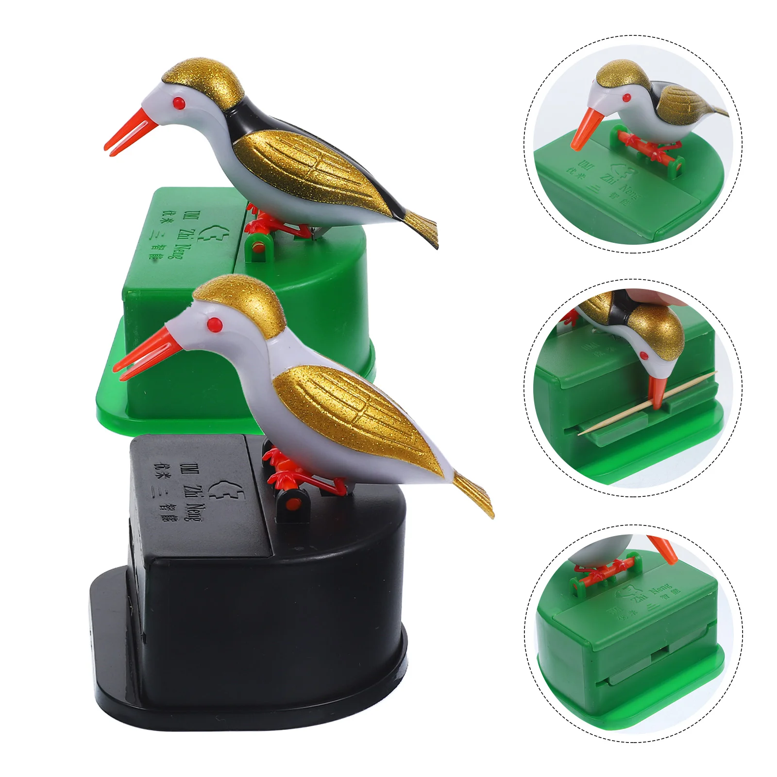 

Toothpick Holder Dispenser Box Bird Automatic Container Storage Funny Woodpecker Organizer Pocket Can Pressing Jar Cute Press