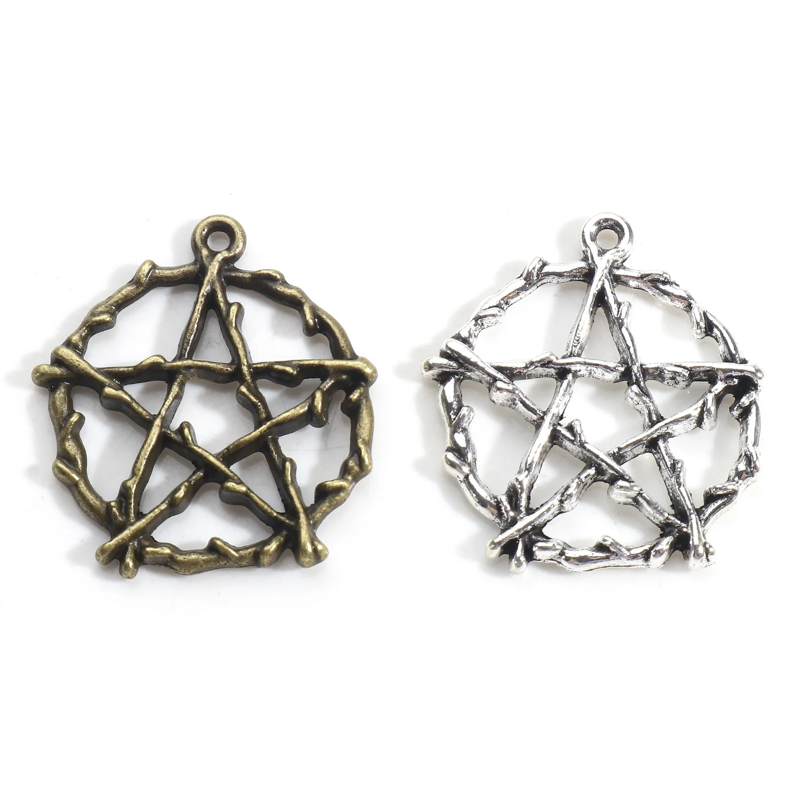 

Antique Silver Color Pentagram Star Charms For Jewelry Making Alloy Vintage Star Pendants DIY Necklace Findings 28mm X 26mm,10PC