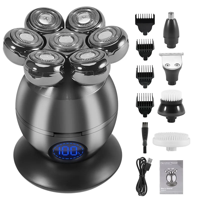 S Kit For Men Usb Led Display Electric Razor Heads Beard Ear Nose Hair Facial Trimmer