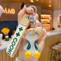 kawaii keychain cute cartoon animal duck doll bag charm with hat pendant key chain accessories friends keychain charms girl gift