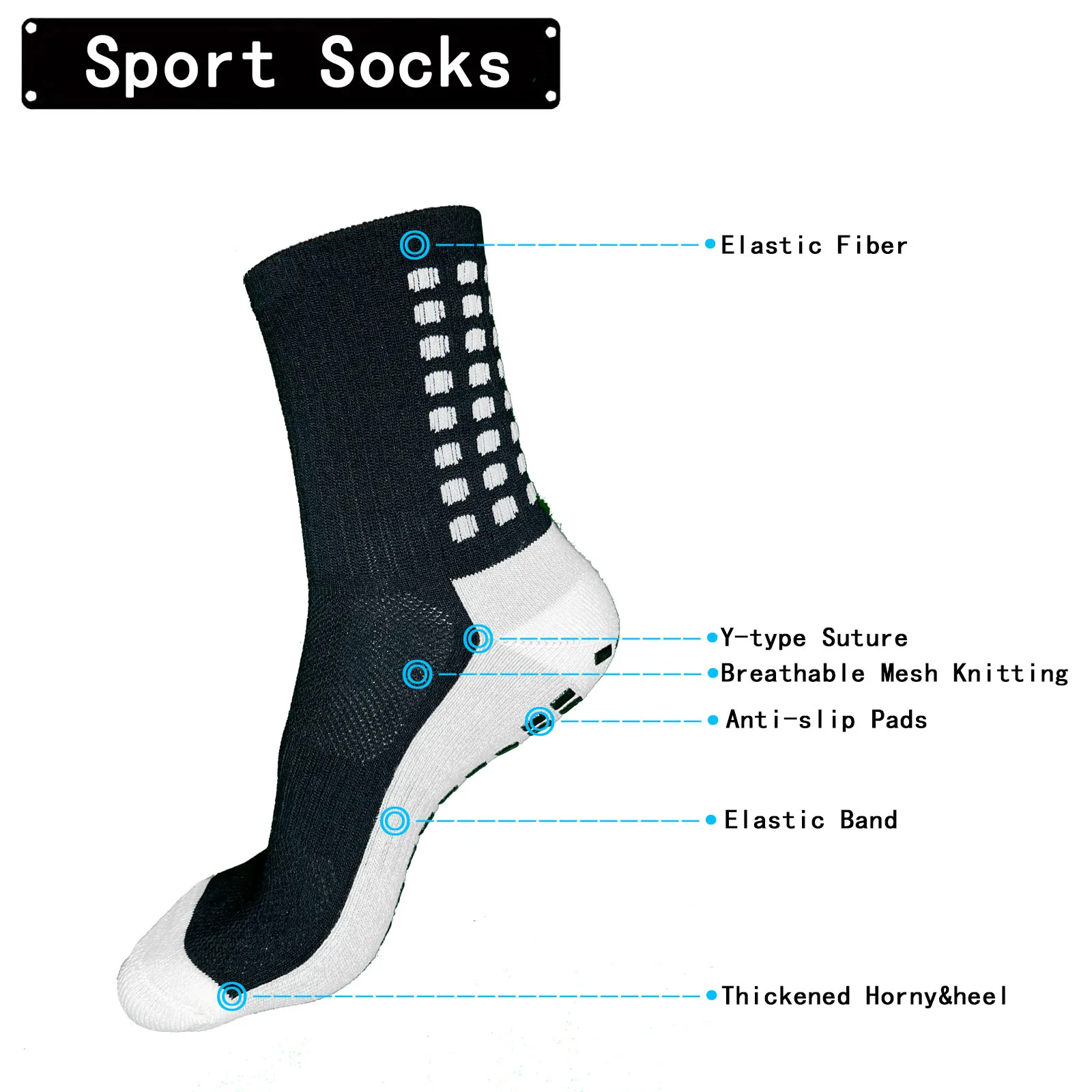 4 Pairs Grip Professional Football Socks Sports Sweat Absorbing And Breathable Anti Slip Running Sports Socks