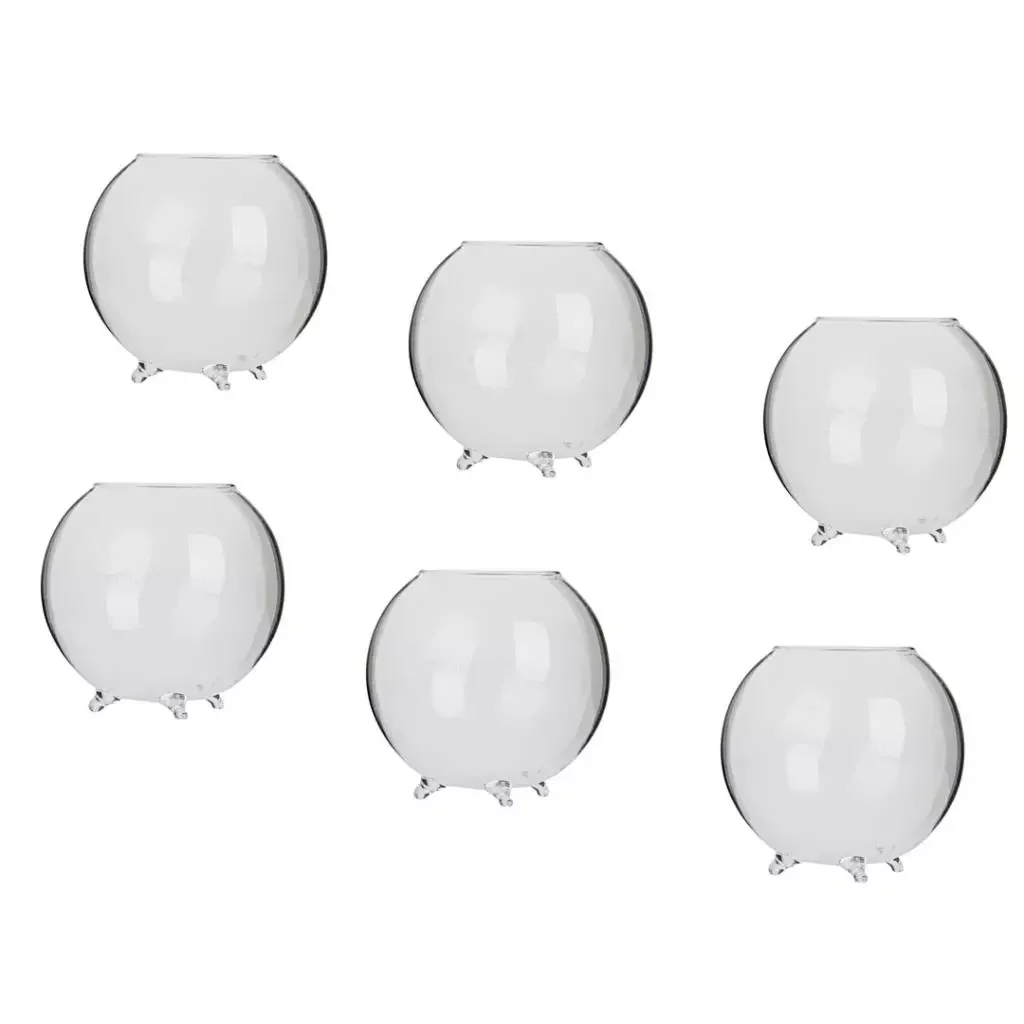 

NEW2023 6pcs Home Decorative Ball Shaped Clear Glass Display Vases Fish Bowl Candleholders Air Plants Hydroponic Pot Terrarium