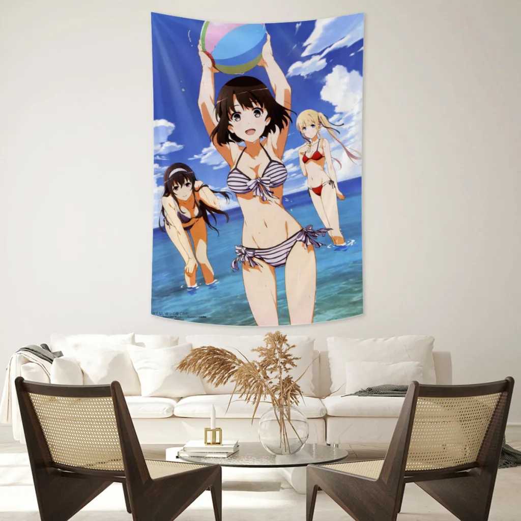 Настенный гобелен с аниме девушкой геройская прохожий японское кавайное