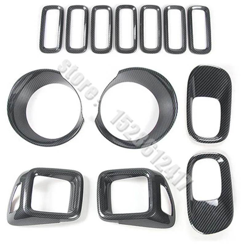 

for Jeep Renegade 2016-2020 ABS carbon fiber pattern car Front Grille Trim Fog Lamp Cover Mirror Cover Trim Car styling