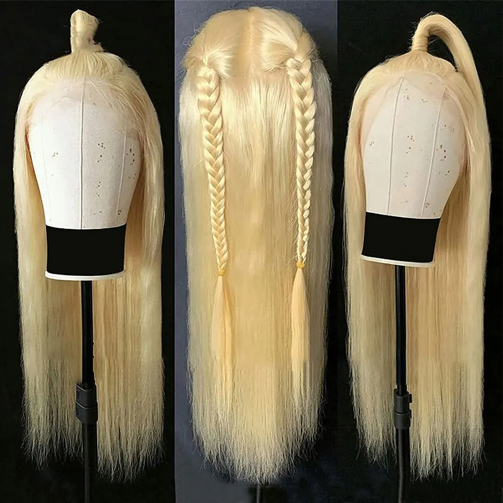 Парик женский прямой синтетический на сетке 613 блонд |