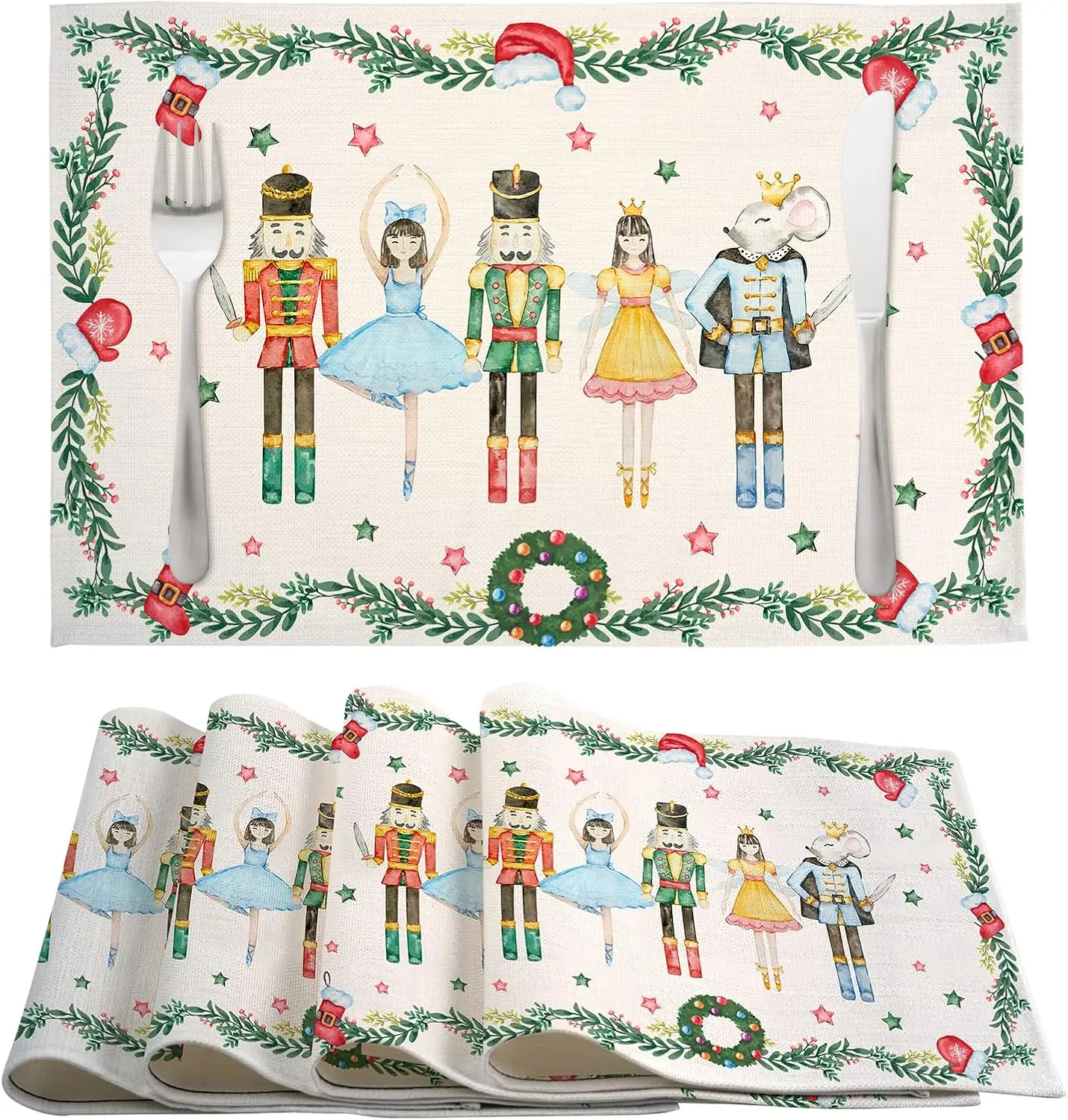 

Льняные рождественские салфетки, набор из 4 штук