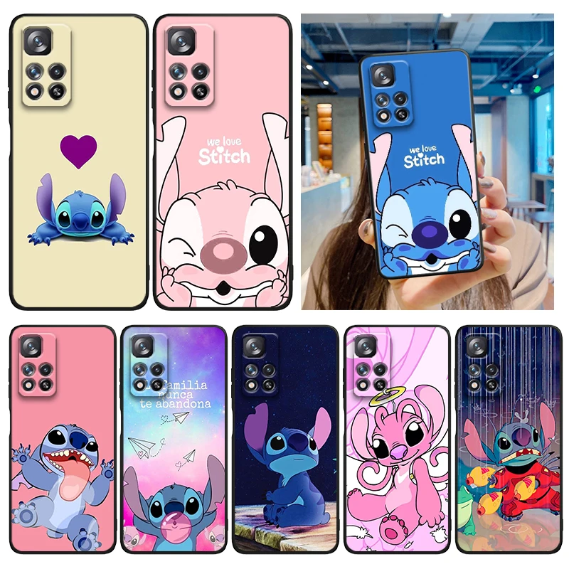 

Lilo Stitch Anime Cute Phone Case For Xiaomi Redmi Note 12 11E 11S 11 11T 10 10S 9 9T 9S 8 8T Pro Plus 5G Soft Black Cover