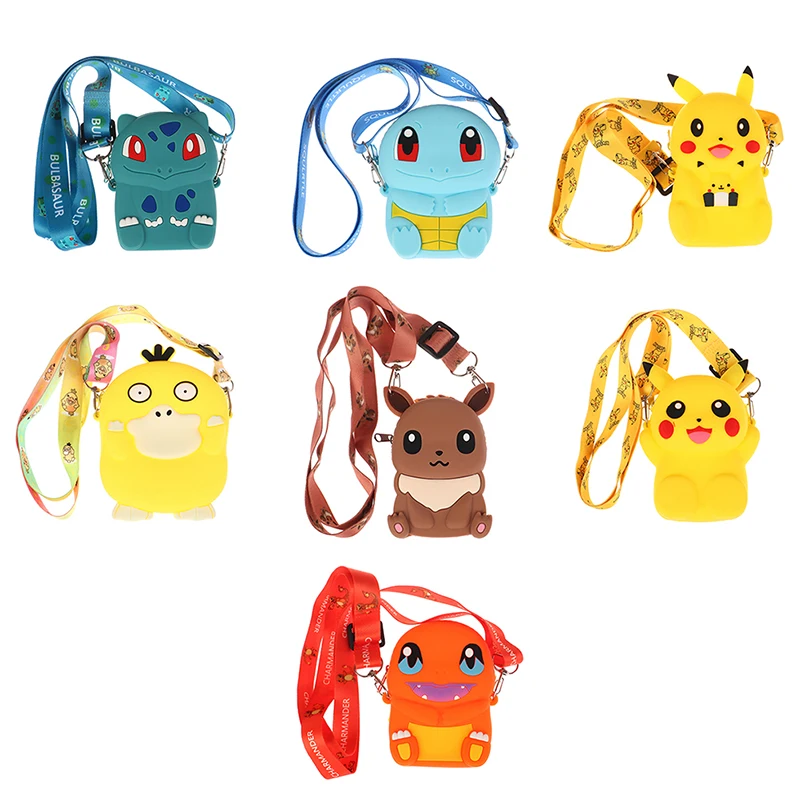 

Аниме Покемон Пикачу сумка через плечо Милая мультяшная силиконовая сменная мини сумка-мессенджер детские подарки на день рождения