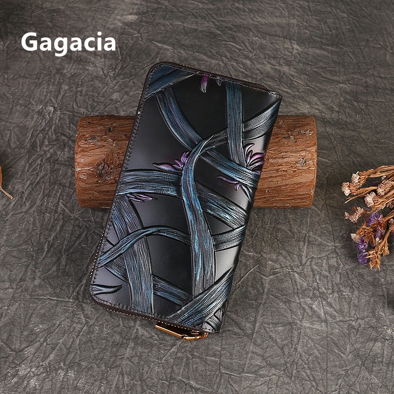 Винтажный тисненый бумажник ручной работы из натуральной кожи