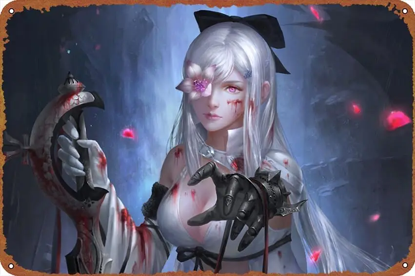 Фантазия женское платье меч видеоигра длинные волосы белые глаз патч Drakengard 3