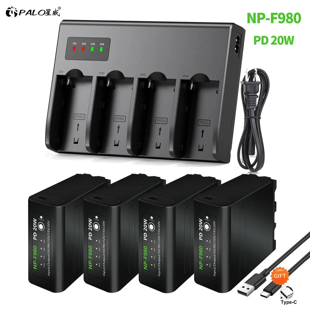 

NP-F990 NP-F980 NP-F970 F990 F980 Battery with LED Power Indicator for Sony F990 F980 F970 F960 F550 F570 F750 F770 MC1500C 190P
