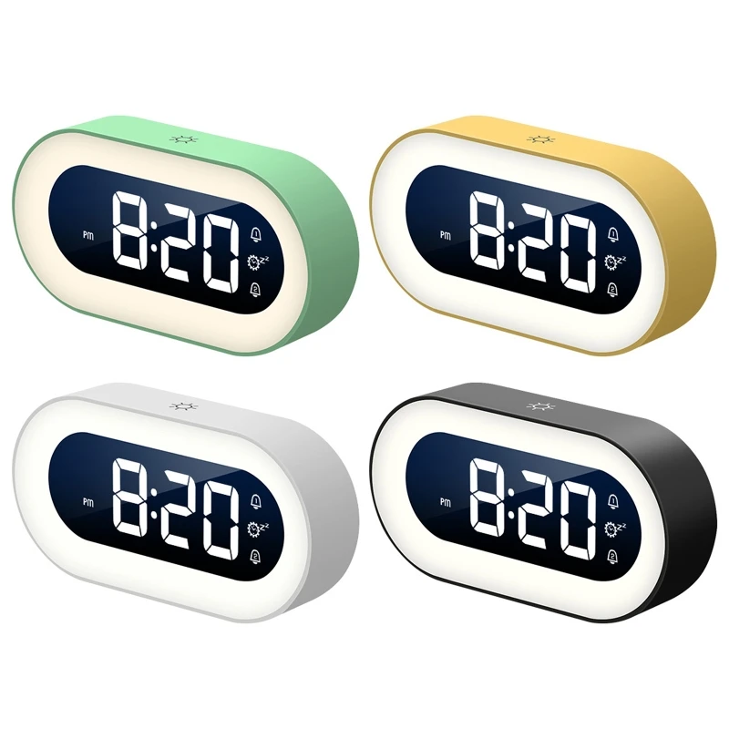

Цифровой светодиодный Будильник с музыкой, дизайнерский ночсветильник с голосовым управлением, настольные часы, украшение для дома и стола...