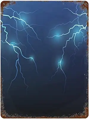 

Thunderbolt Flash Strike Welcome Metal Tin Sign Iron Poster Hanging Painting with Rust Vintage Wall Decor