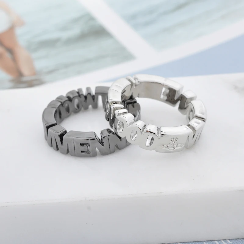 

Pop Vivienne West Queen 3D Cut Letter Ring For NANA Fashion Women Jewelry Punk Style Simple Ins Same Style Tail Ring Couple Gift