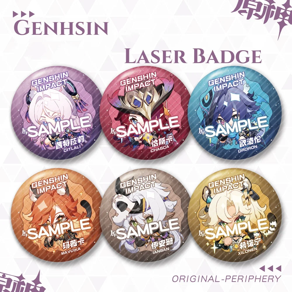 Новая игра Genshin значок Ororon Chasca Xilonen Mavuika Iansan милый мультфильм аниме булавка