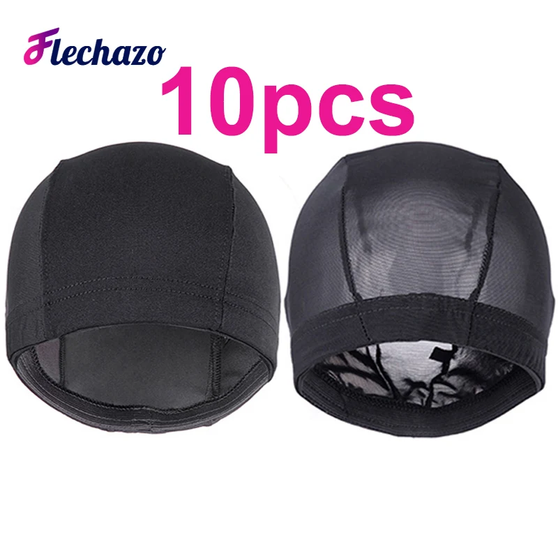 Elastic Mesh Wig Caps For Making Wigs Spandex Dome Wig Cap Black Small Large Heads Wig Cap 21 23 25In Women Weave Caps 10Pcs/lot