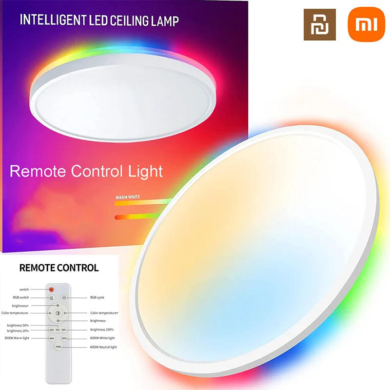 

Xiaomi Youpin LED Simple Ceiling Light Colorful Backlight Round Highlight Variable Light with Three Colors Lamp The Living Room