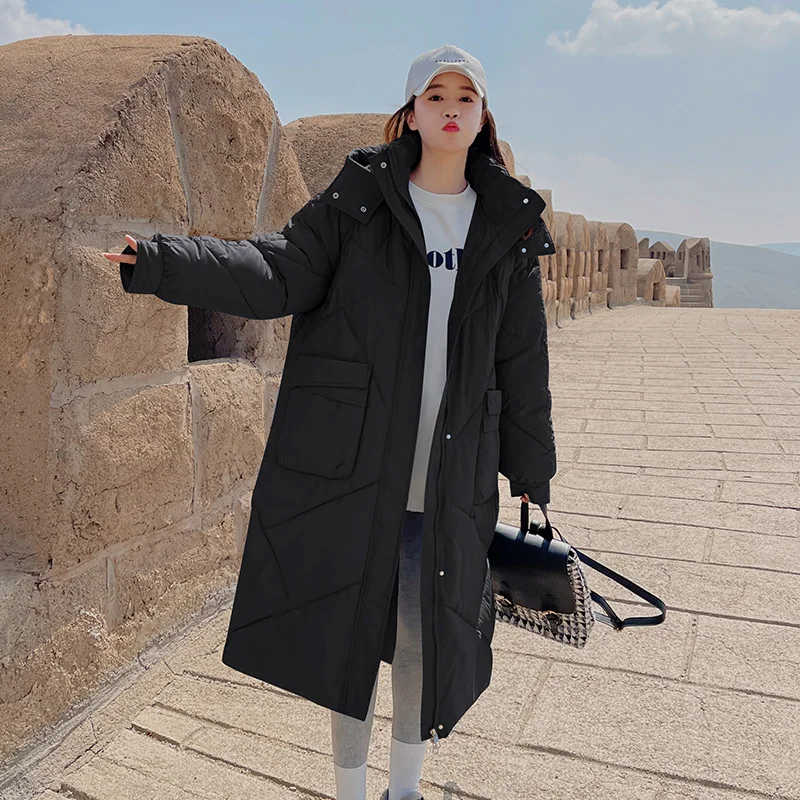 -30 degrees Winter Women Long Parkas Jackets Casual Hooded Thick Warm Windproof Big Pocket Loose Coat Female outwear Long parkas