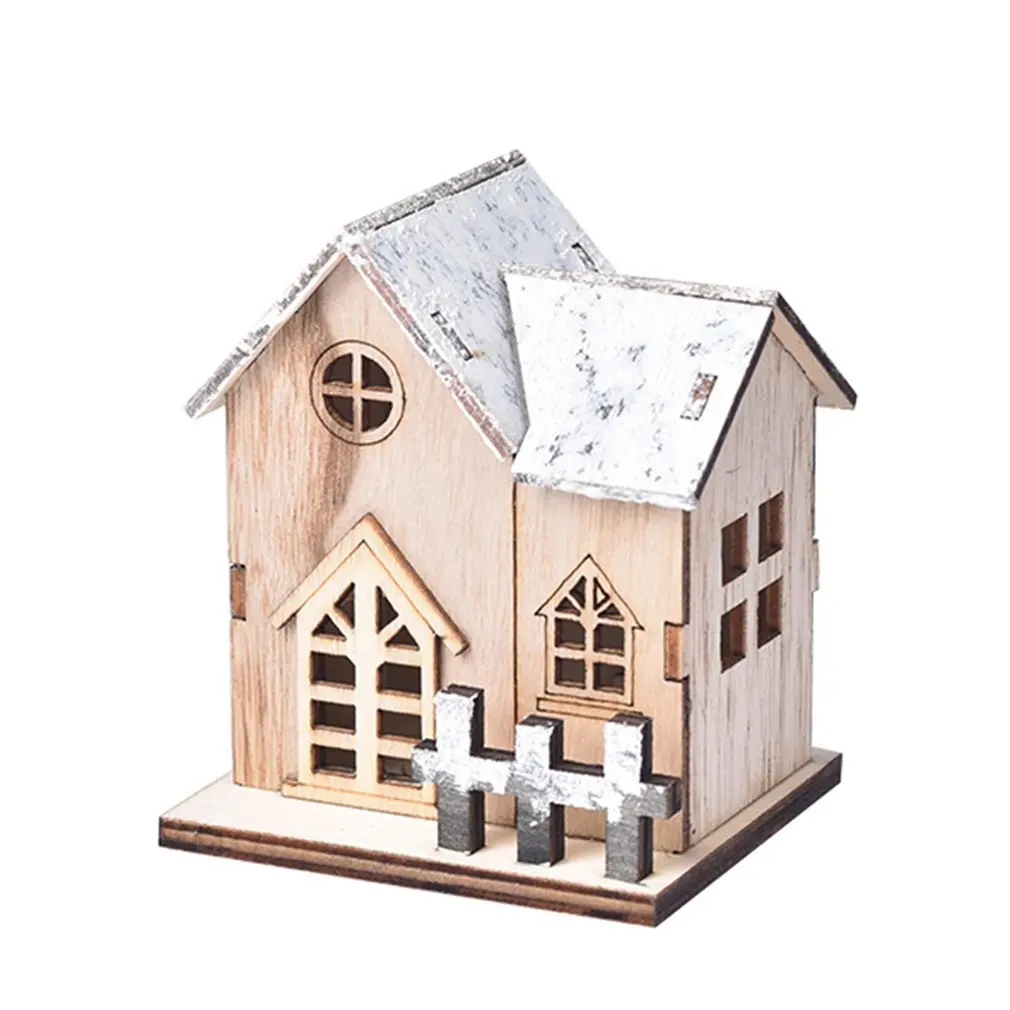 

Christmas Wooden LED Light Luminous Small House Hand-made Christmas Desktop Ornaments Home Decoration