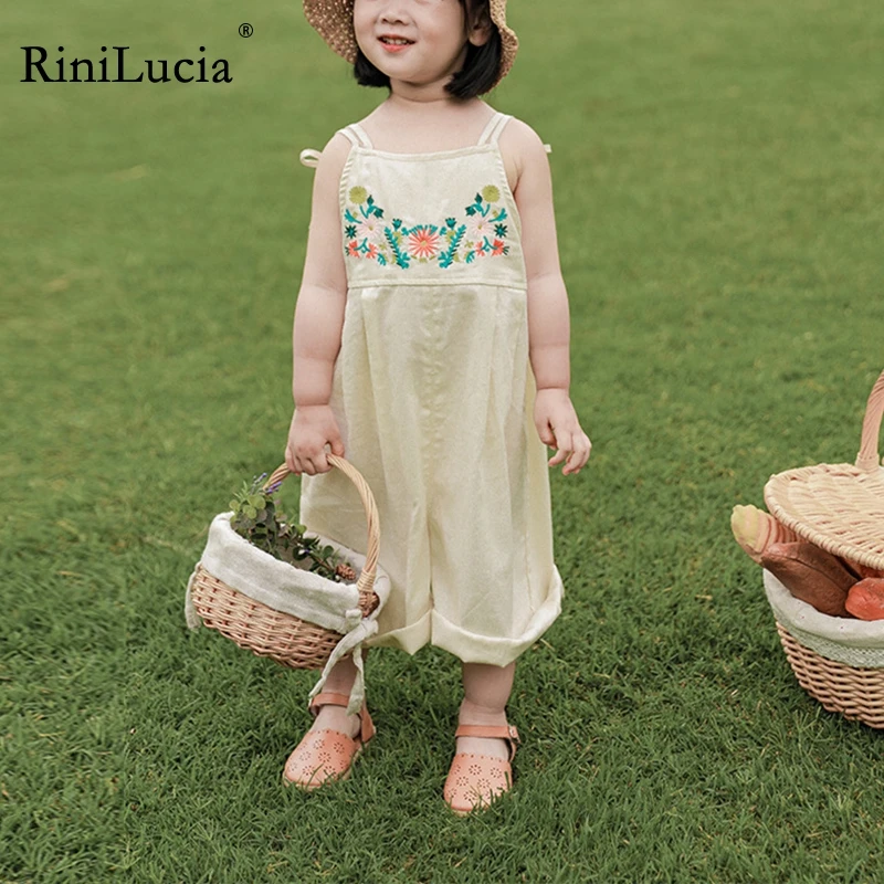 

RiniLuci Summer Toddler Baby Girl Sleeveless Flower Embroidery Cute Dress Sarafan Kids Cotton Linen Muslin Slip Dresses Clothing