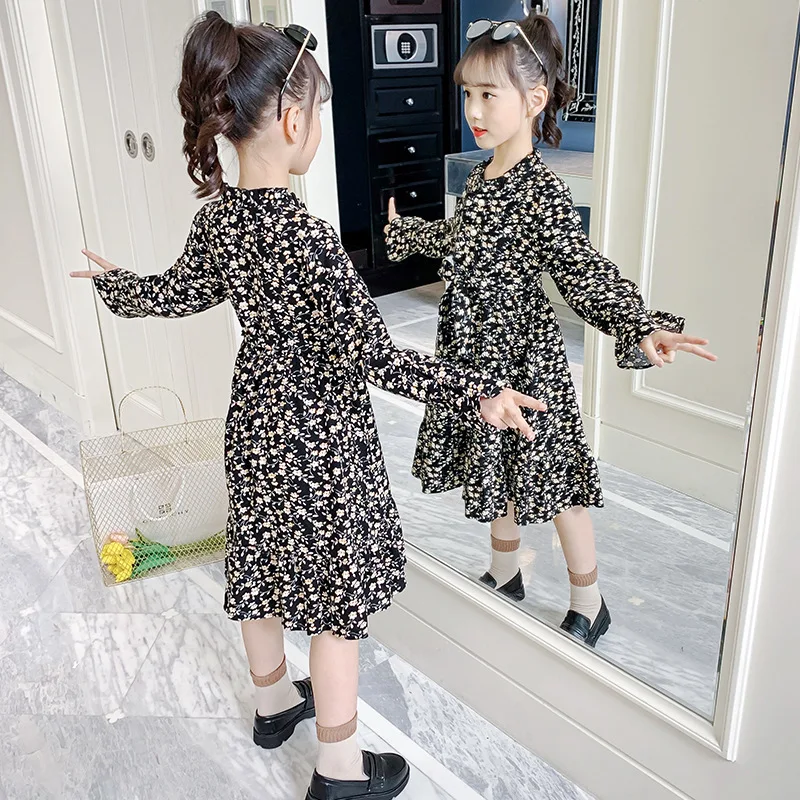 Girls Dress for Autumn Party and Wedding School Long Sleeves Elegance Princess Dress 4 5 6 7 8 9 10 11 12 Years Kids Clothing