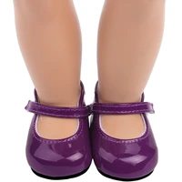 18 inch girls doll shoes deep purple mary jane round toe dress shoes american newborn baby toys fit 43 cm baby dolls s3