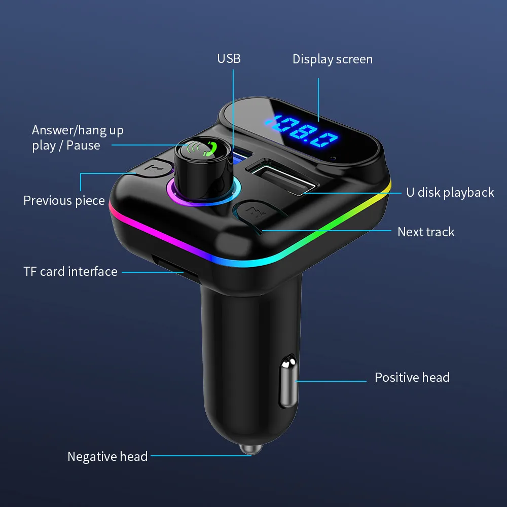 FM-трансмиттер с Bluetooth 5 0 автомобильный комплект громкой связи аудио mp3-плеер