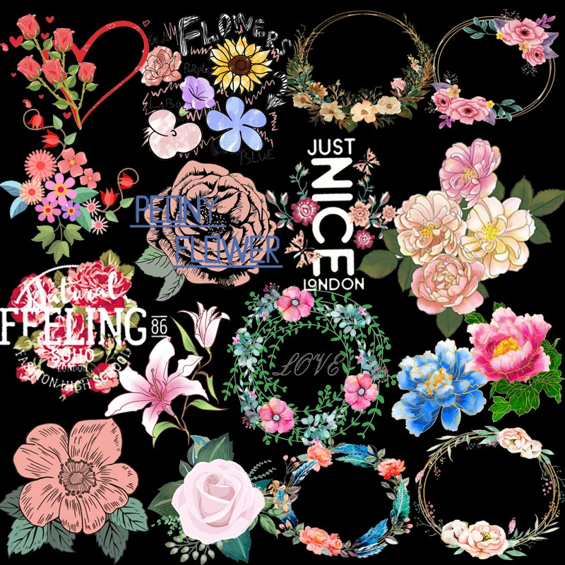 

Flower Thermal Patches Clothing Tops DIY Vinyl Heat Transfers Applique Flowers Applique Heat Print By Household Irons Stickers