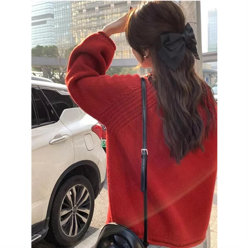 Женский Повседневный мягкий теплый свитер трикотажные короткие пуловеры с