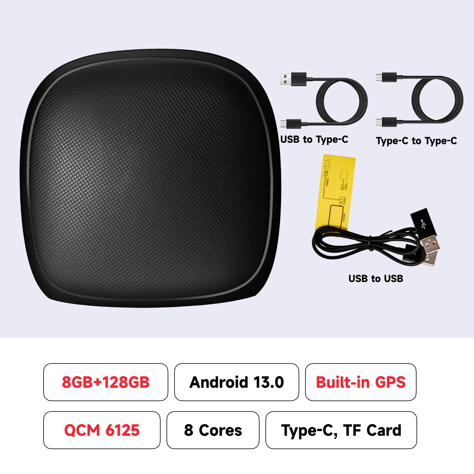 

CarPlay Ai Box 8 + 128G Android 13 Беспроводной Carplay Android Auto QCM6125 8-ядерный процессор 4G LTE для VW Audi Kia Fiat