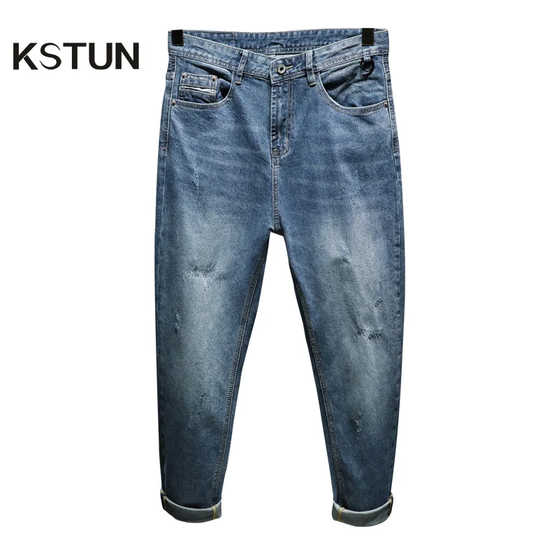 

Baggy Harem Pants Men Loose Fit Stretch Blue 2022 New Casual Japanese Style Man Long Trousres Mens Clothes Streetwear Jean Homme