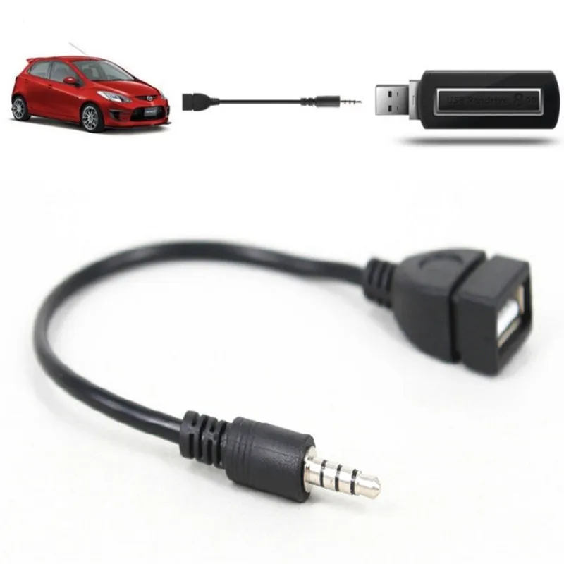 

Горячая Распродажа 3,5 мм штекер AUX аудио разъем к USB 2,0 гнездовой конвертер кабель Шнур для автомобиля MP3