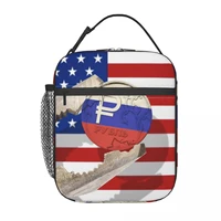 lunch bag thermal insulated tote pouch kids school bento portable dinner container picnic food storage russian ruble usa flag